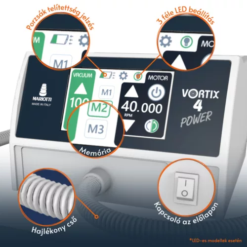 Vortix 4 Power LED Porelszívós pedikűrgép, 6 db ajándék porgyűjtőzsákkal