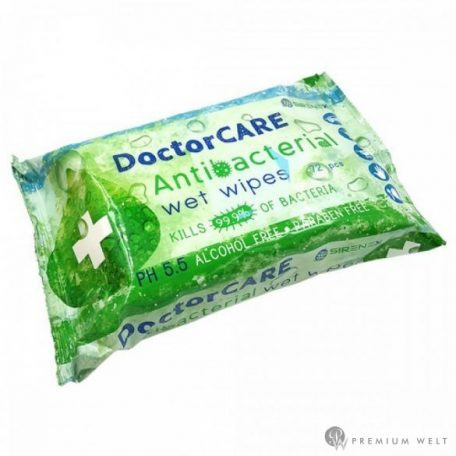 DoctorCare nedves törlőkendő, 72 dbos, antibakteriális, alkoholmentes, bőr és felület fertőtlenítésére (60-01-009)