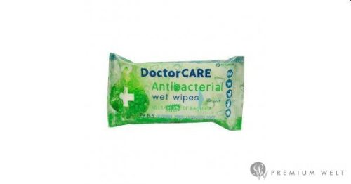 DoctorCare nedves törlőkendő, 15 dbos, antibakteriális, alkoholmentes, bőr és felület fertőtlenítésére (60-01-010)